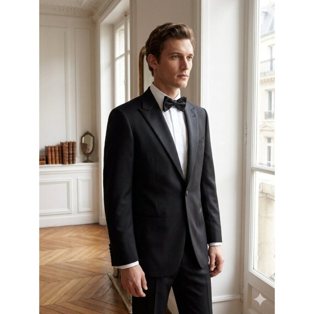 After Six Men's Black Tux Satin Lapel Blazer 46R